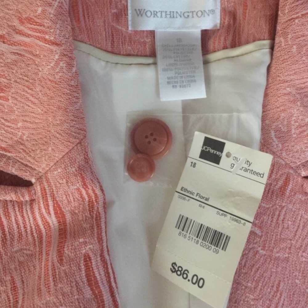 𝅺🆕 Worthington Coral 3/4 Sleeve Blazer 18 - Picture 4 of 4